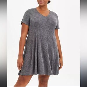 Torrid Charcoal Mini Rib Knit Fit And Flare Dress
